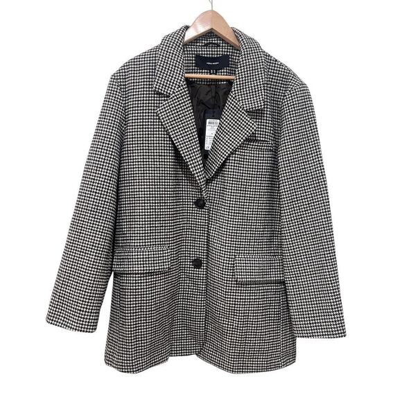 Vero Moda Jacket Womens XL Brown Houndstooth VMJosefine Check Wool Blazer Coat - Picture 6 of 16